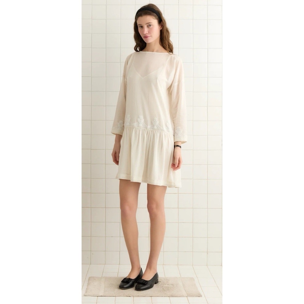 $1800 Bode Salt‎ Marsh Dress. NWT Size 4. White Beadwork. Beautiful 100% Cotton